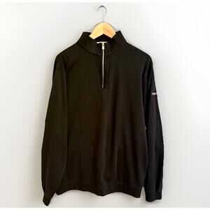 Peter Millar 100% Cotton Travelers Black 1/4 Zip Golf Shirt Long Sleeve Men's L